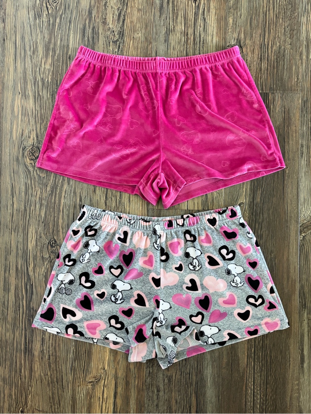 Munki Munki Peanuts 2-pc Snoopy Pajama Shorts Lg Sleepwear Loungewear Valentines